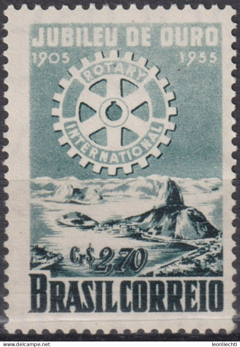 1955 Brasilien ** Mi:BR 874, Sn:BR 817, Yt:BR 600, Rotary Emblem And View Of Guanabara Bay In Rio De Janeiro/RJ - Ungebraucht