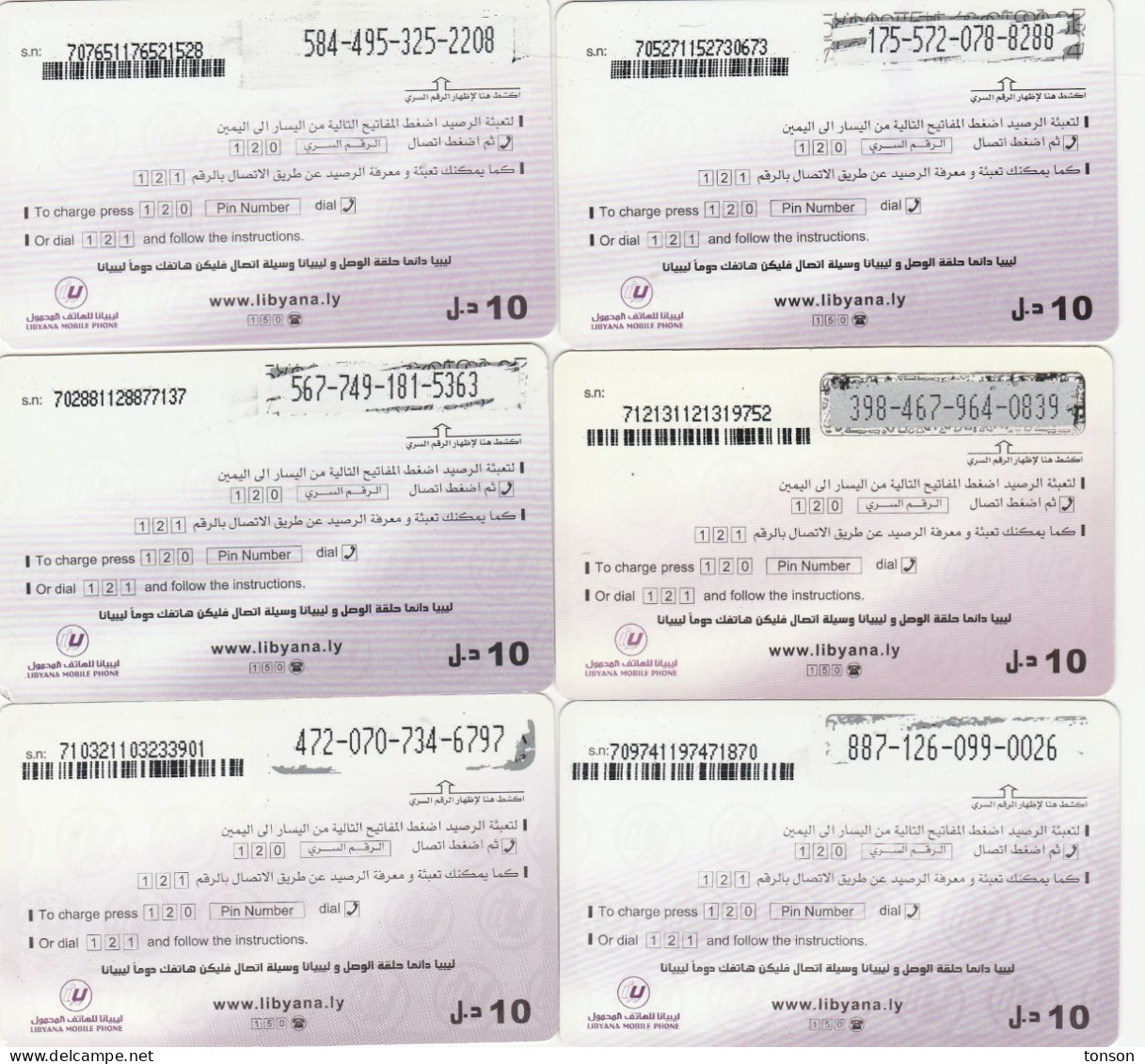 Libya, 6 Different Prepaid Cards, 2 Scas - Libia