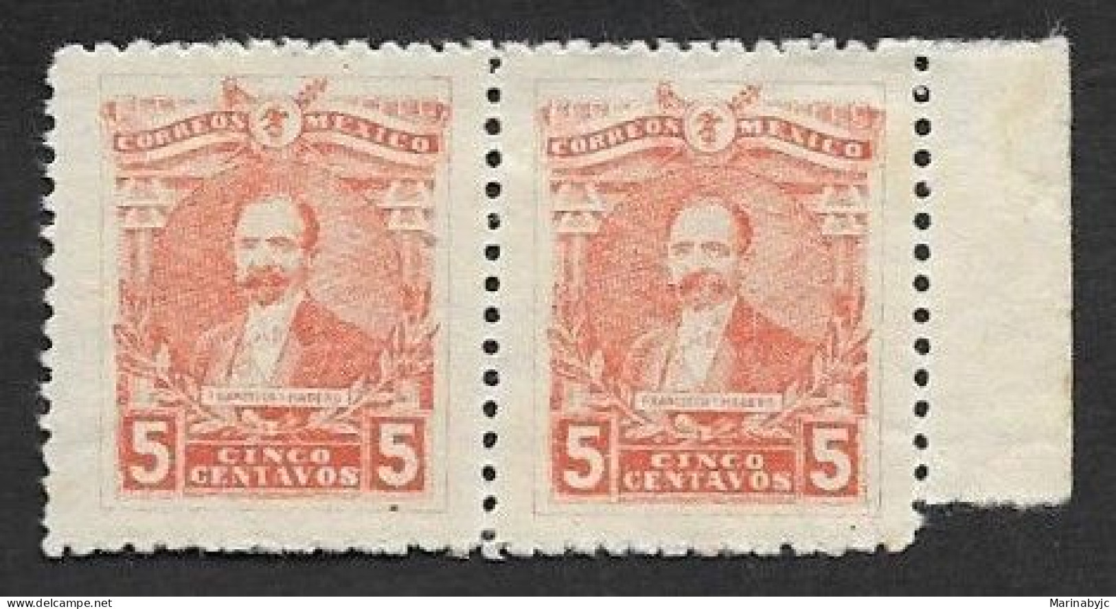 SE)1915 MEXICO, FRANCISCO MADERO 5C SCT504, STRIP OF 2 MINT STAMPS - Mexico
