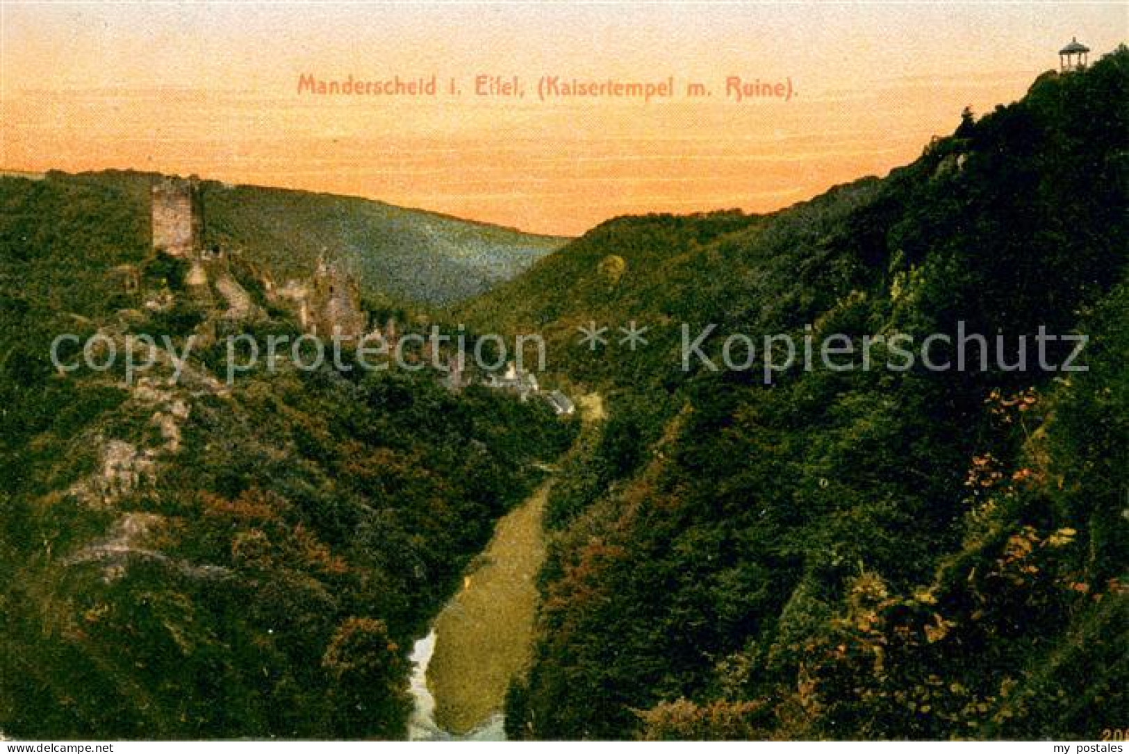73695037 Manderscheid Eifel Kaisertempel Mit Ruine Abendrot Manderscheid Eifel - Manderscheid