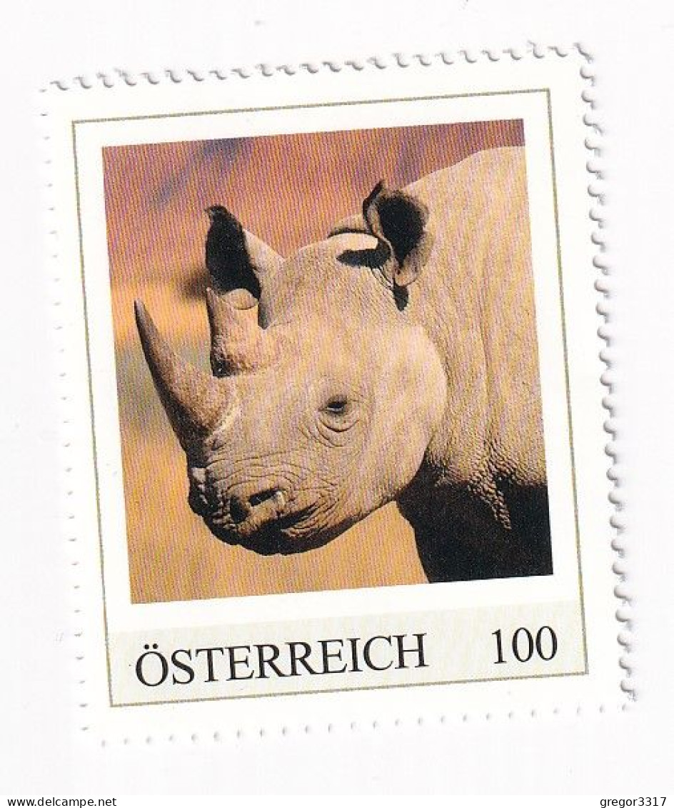 ÖSTERREICH - EXOTISCHE TIERE - SPITZMAUL NASHORN ARIKA - Personalisierte Briefmarke ** Postfrisch - Francobolli Personalizzati