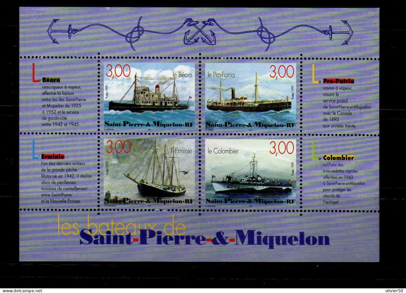 SPM - 1999 - BF Bateaux -  Neufs** - MNH - Unused Stamps