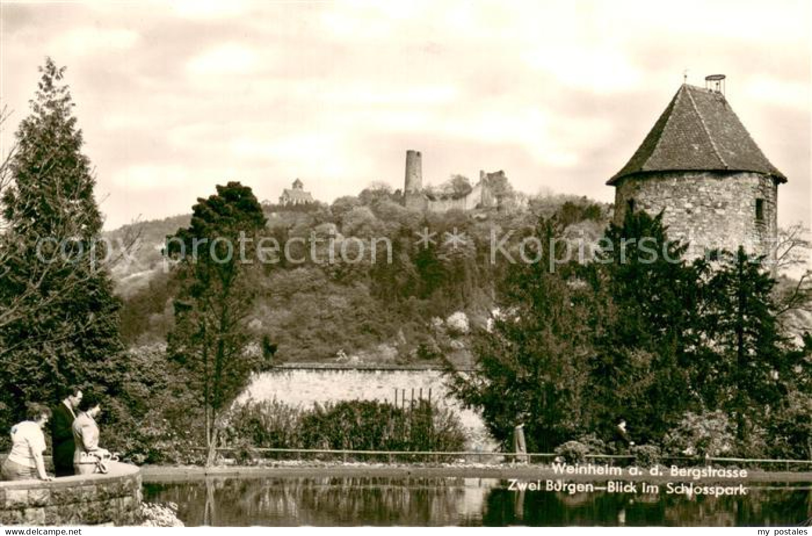 73694706 Weinheim Bergstrasse Zwei Burgen Blick Im Schlosspark Weinheim Bergstra - Weinheim