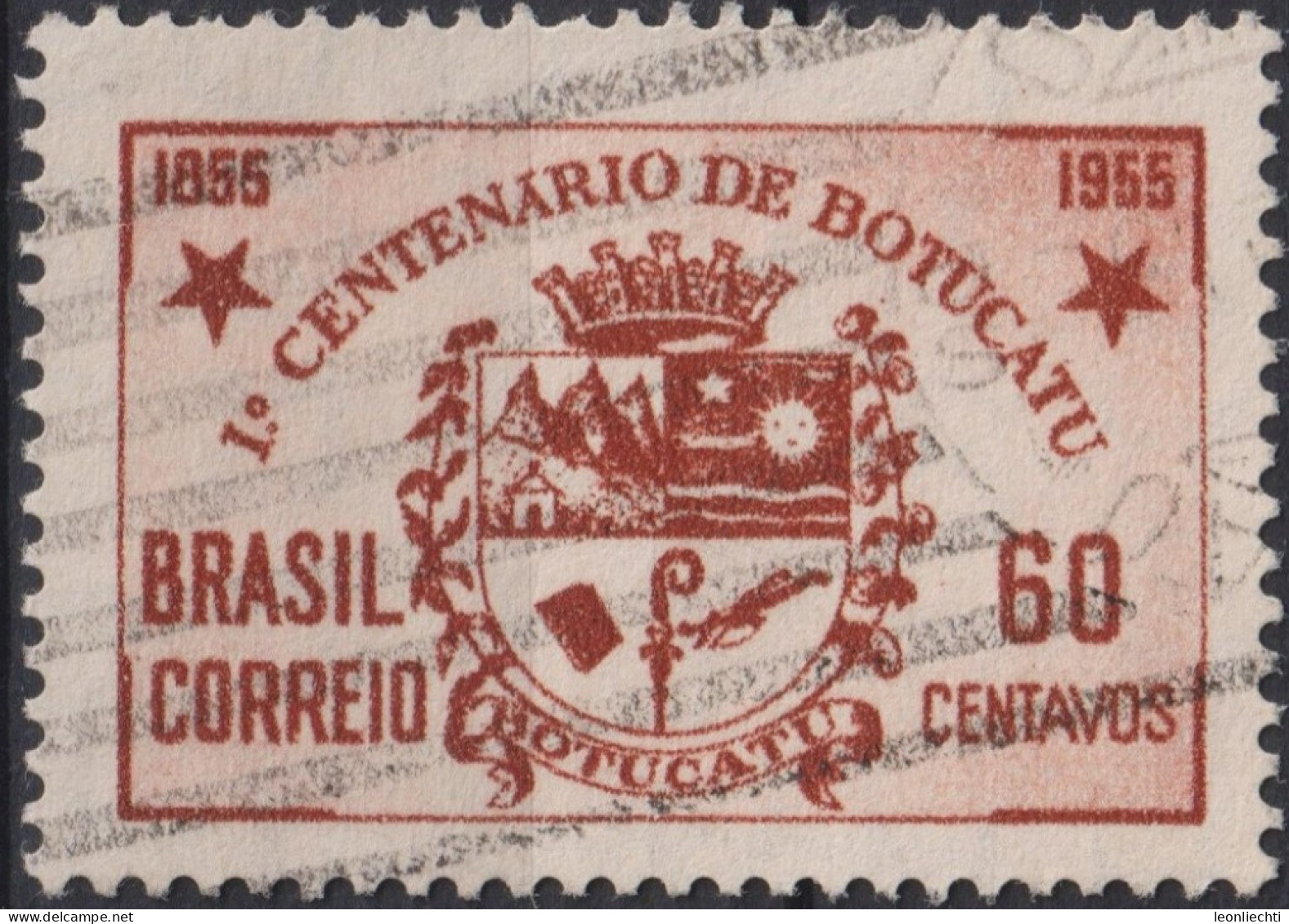 1955 Brasilien ° Mi:BR 877, Sn:BR 820, Yt:BR 603, Centenary Of The City Of Botucatu/SP. Coat Of Arms, Wappen - Oblitérés