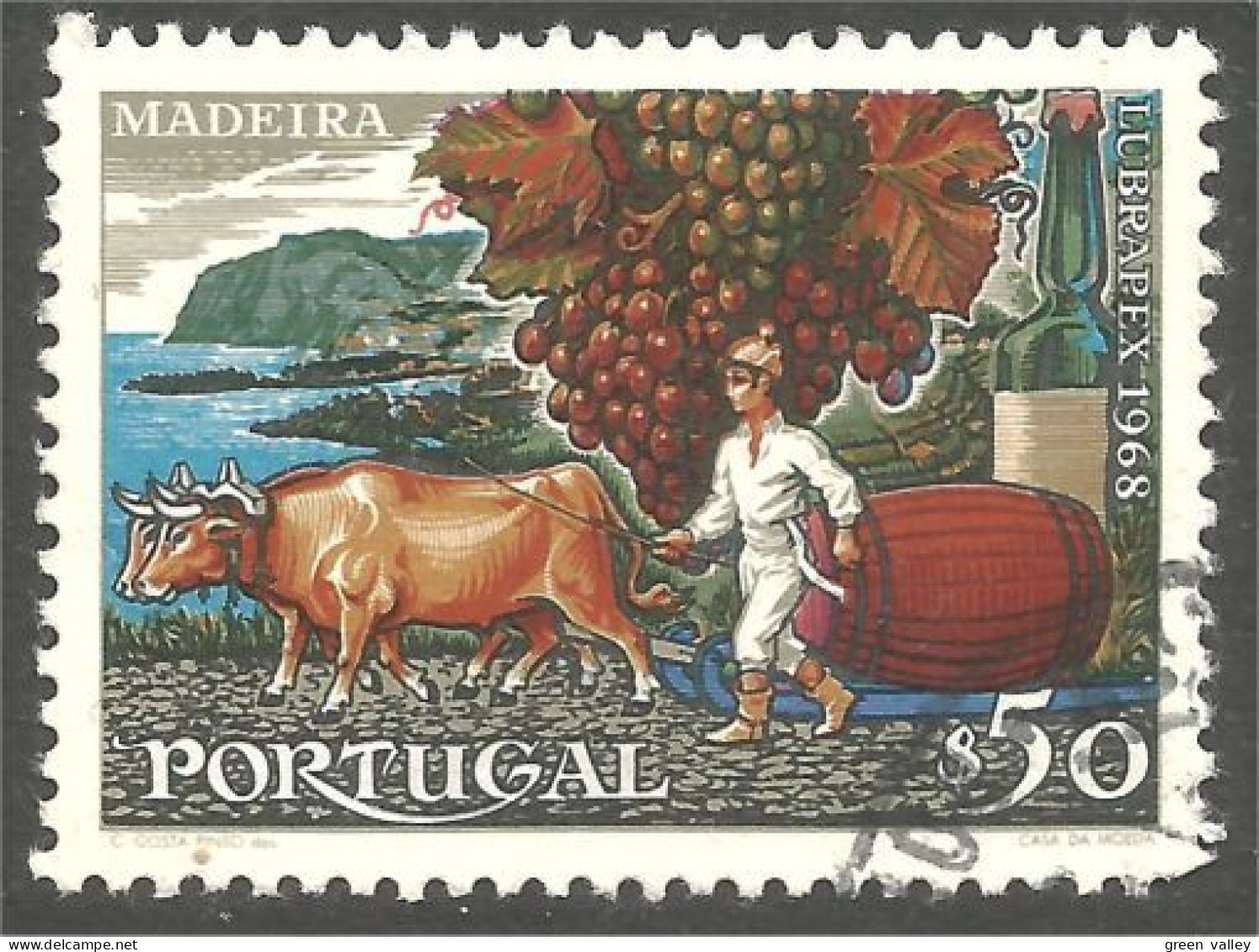 XW01-2468 Portugal Lubrapex 1968 Madeira Grapes Raisins Wine Wein Vin Madère Vache Boeuf Cow Kuh - Wein & Alkohol