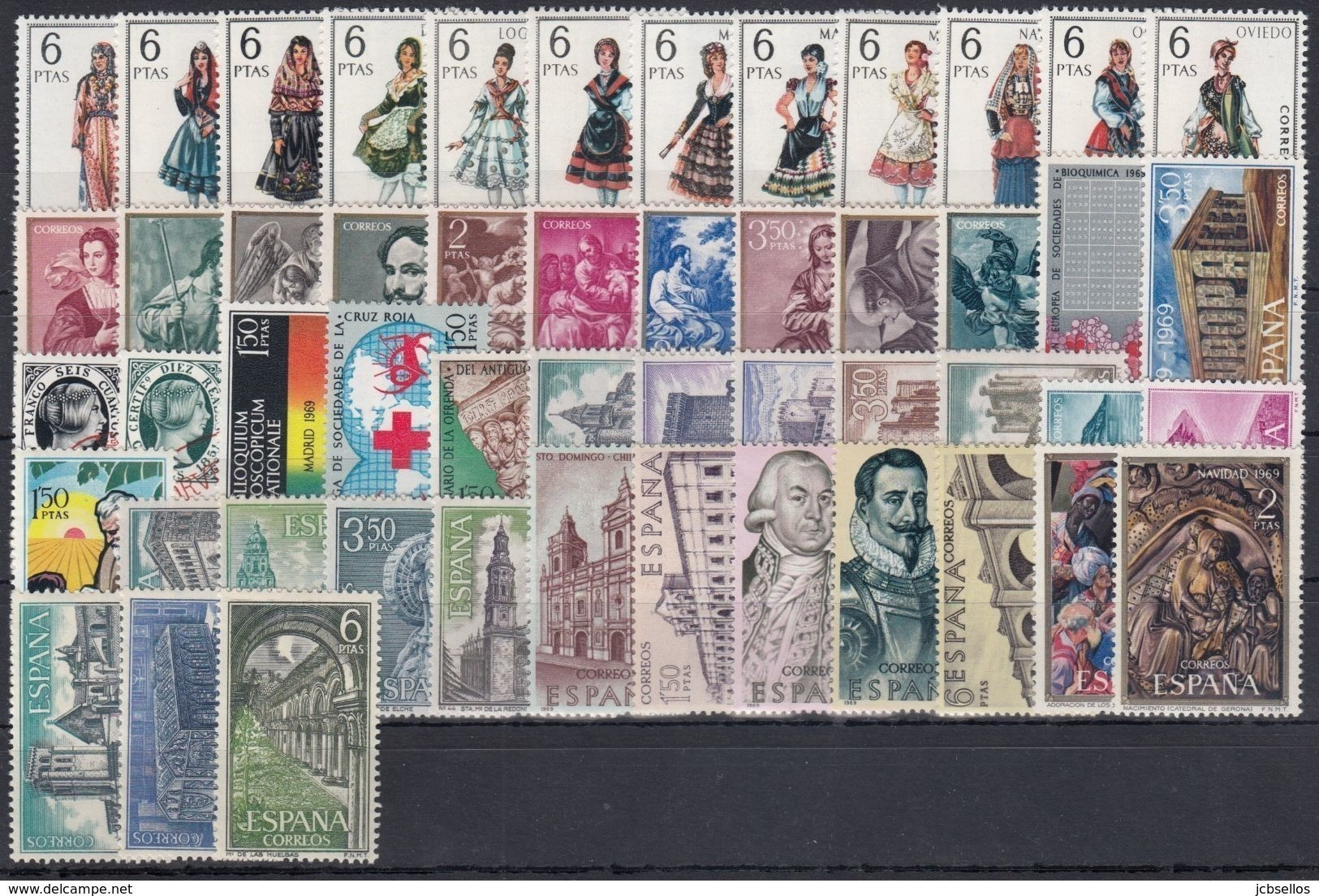 ESPAÑA 1969 Nº1898/1948 AÑO COMPLETO NUEVO,51 SELLOS, CON TRAJES - Annate Complete