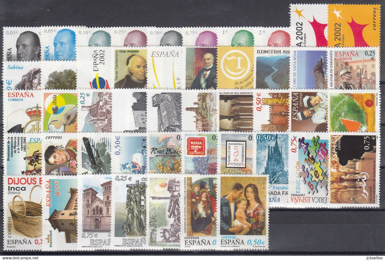 ESPAÑA 2002 Nº 3857/3956 AÑO COMPLETO NUEVO, MNH **, 47 SELLOS, 12 HB, 3 MP, 2 CARNETS - Full Years