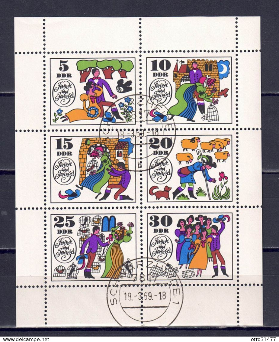 DDR 1969 - Märchen (IV), Nr. 1450 - 1455 Im Kleinbogen, Gestempelt / Used - 1950-1970