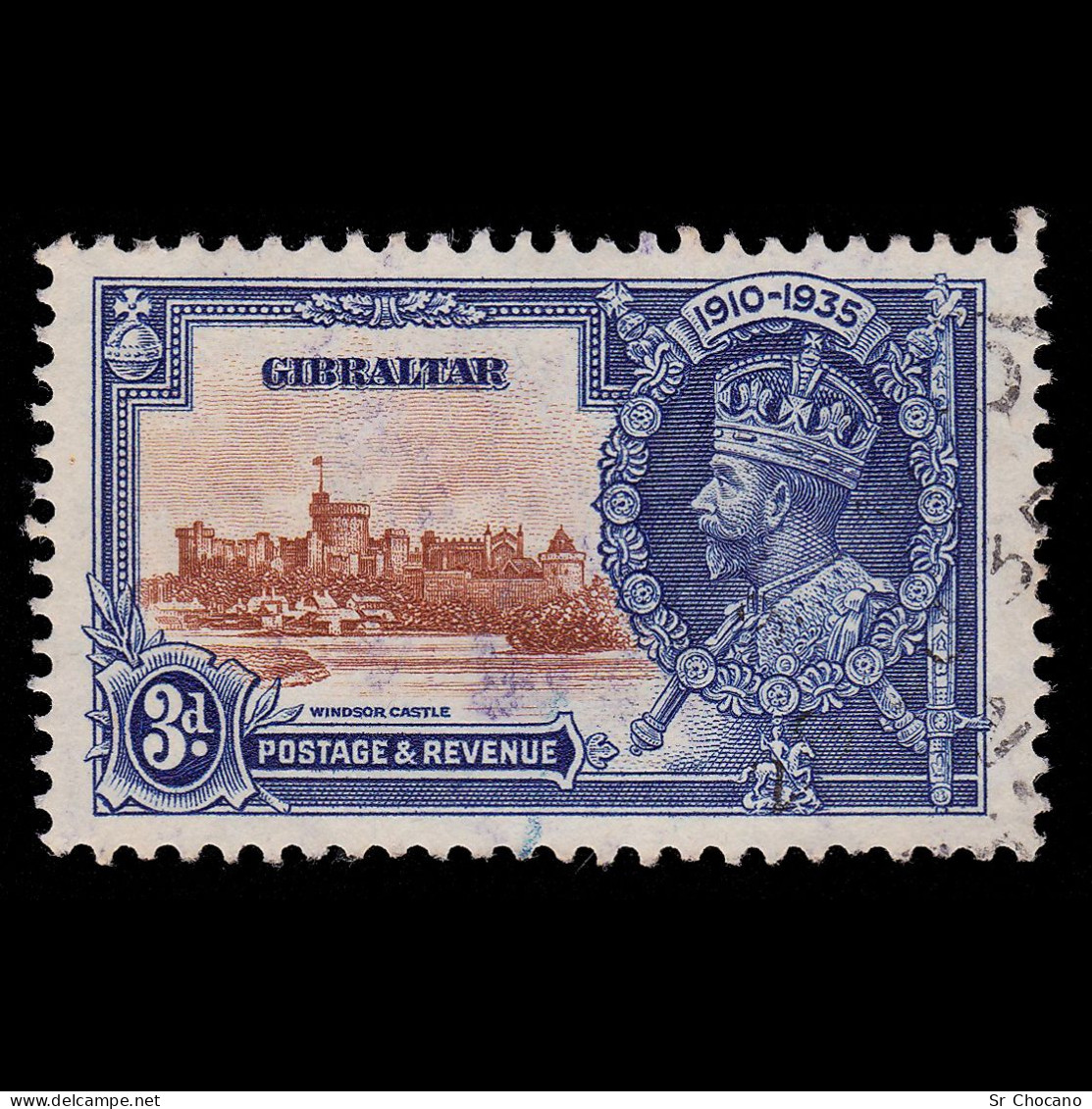 GIBRALTAR.1935.GV.Jubilee.3d.brown-deep Blue.SG 115.USED. - Gibraltar