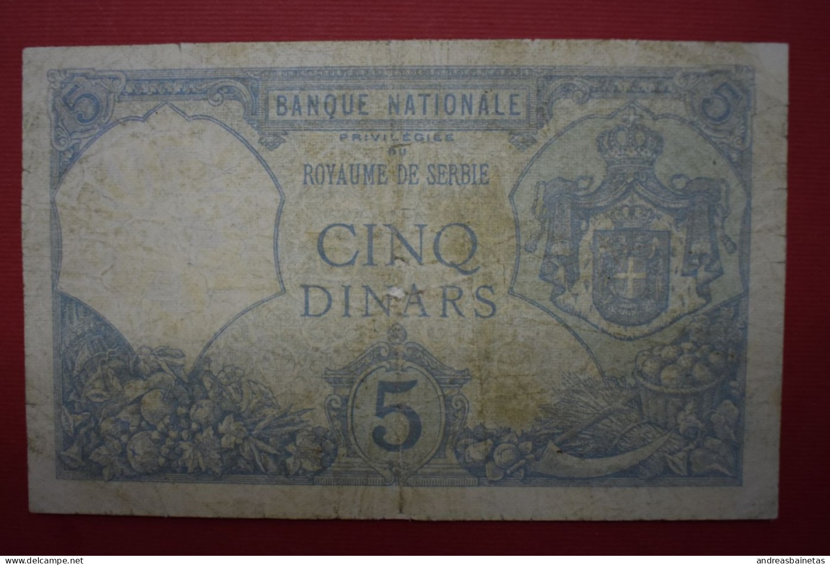 Banknotes  Serbia 5 Dinara Silver Certificate 25.7.1917 P# 14 P#14a.25 - Issued: 25 July 1917 (25=7=1917) - Serbia