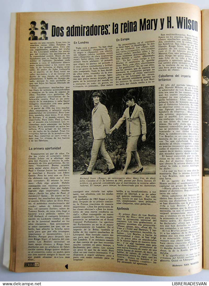 Revista Semana Nº 1323. 26-06-1965. Reportaje Especial Los Beatles. Moto Scooter - Unclassified