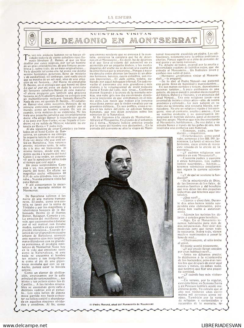Recorte Revista La Esfera 1916. El Demonio En Montserrat - El Caballero Audaz - Non Classés