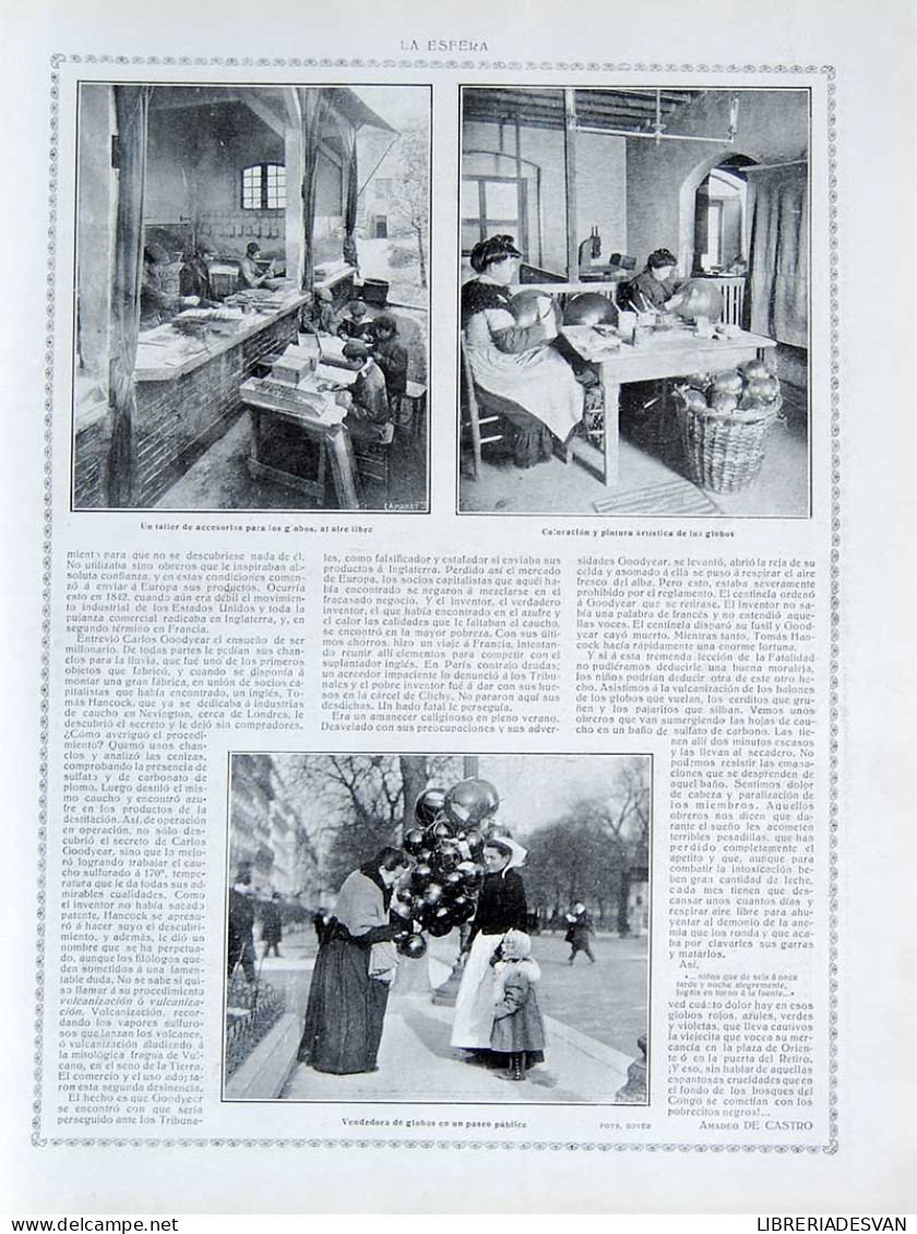 Recorte Revista La Esfera 1916. Para Los Chiquillos. El Que Inventó Los Balones - Amadeo De Castro - Sin Clasificación