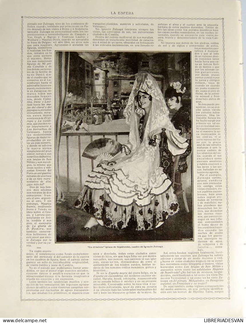 Recorte Revista La Esfera 1916. El Arte De Zuloaga - Silvio Lago - Unclassified