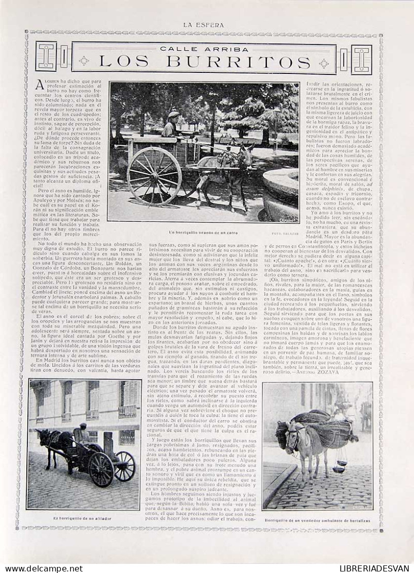 Recorte Revista La Esfera 1916. Los Burritos - Antonio Zozaya - Zonder Classificatie