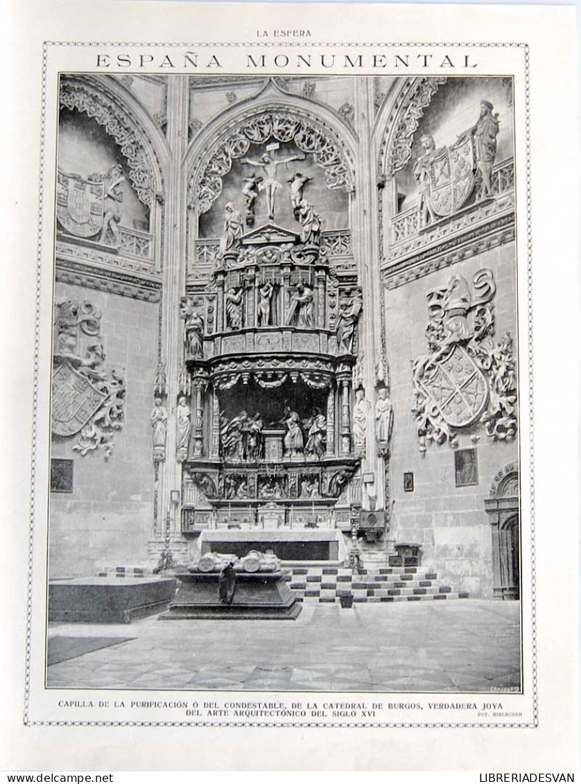 Recorte Revista La Esfera 1916. Capilla De La Purificación. Catedral De Burgos - Fot. Hielscher - Non Classés