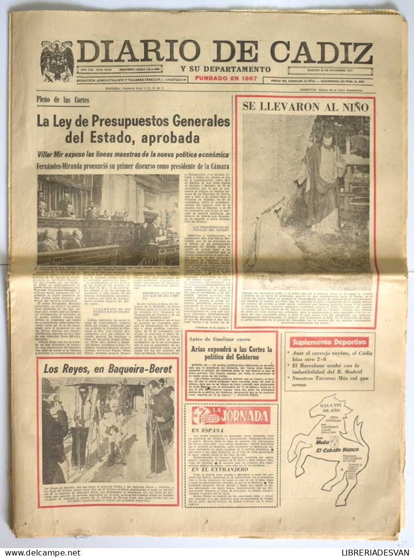 Diario De Cádiz, Martes 30 De Diciembre De 1975 - Sin Clasificación