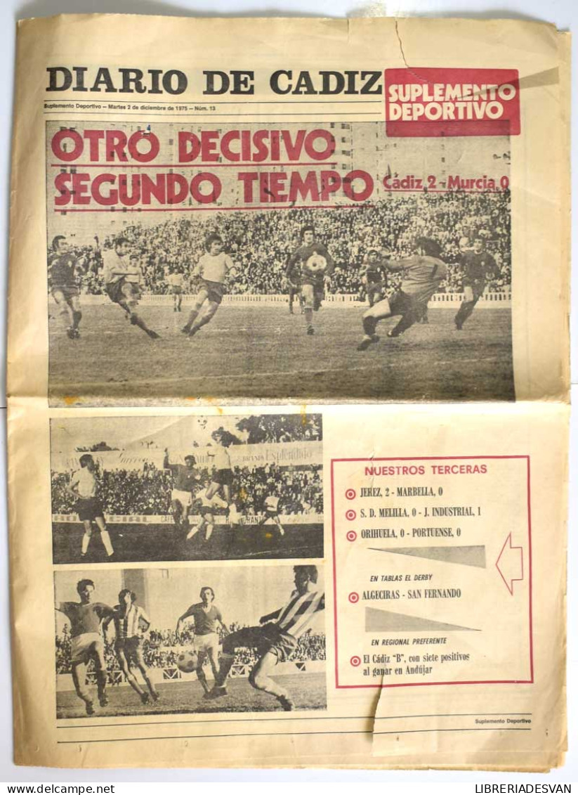 Diario De Cádiz. Suplemento Deportivo Martes 2 De Diciembre De 1975 - Non Classés