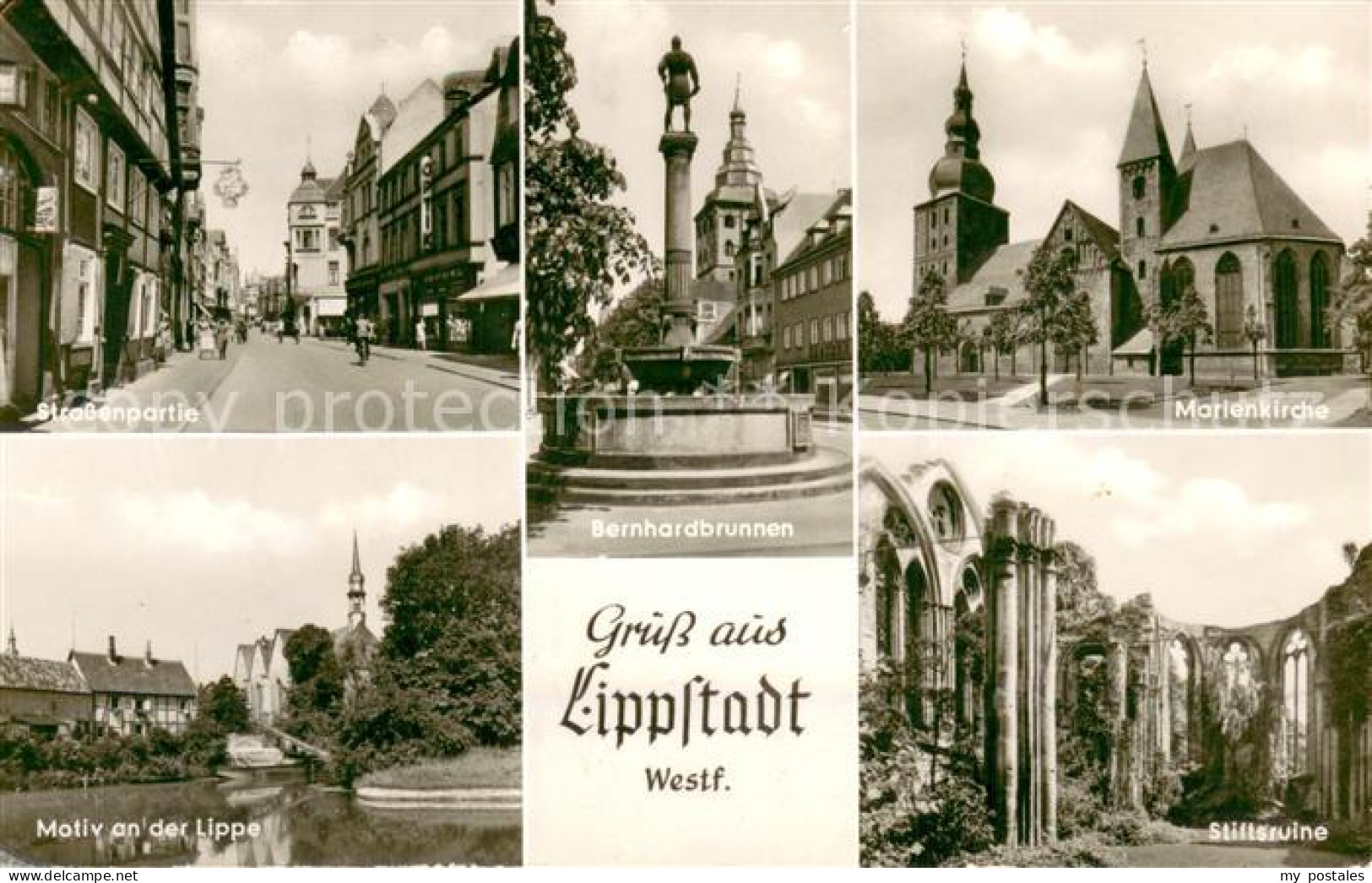 73694395 Lippstadt Strassenpartie Bernhardbrunnen Marienkirche Lippepartie Stift - Lippstadt