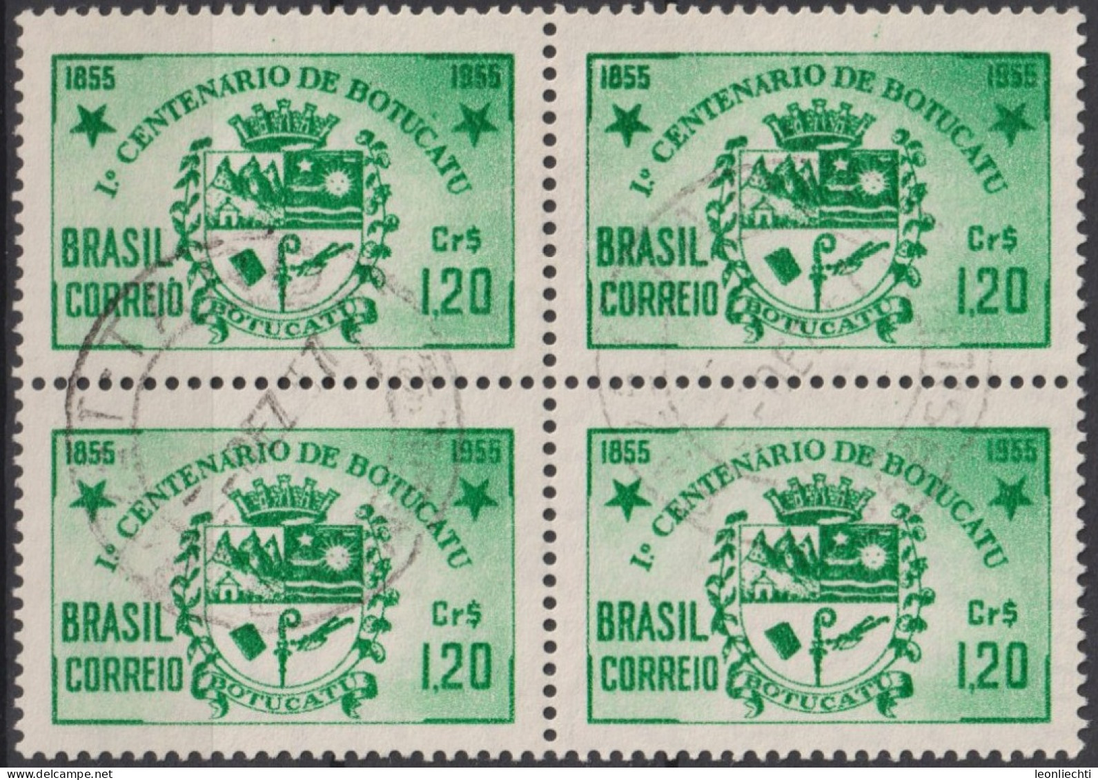 1955 Brasilien ° Mi:BR 878, Sn:BR 821, Yt:BR 604, Centenary Of The City Of Botucatu/SP. Coat Of Arms, Wappen - Gebruikt