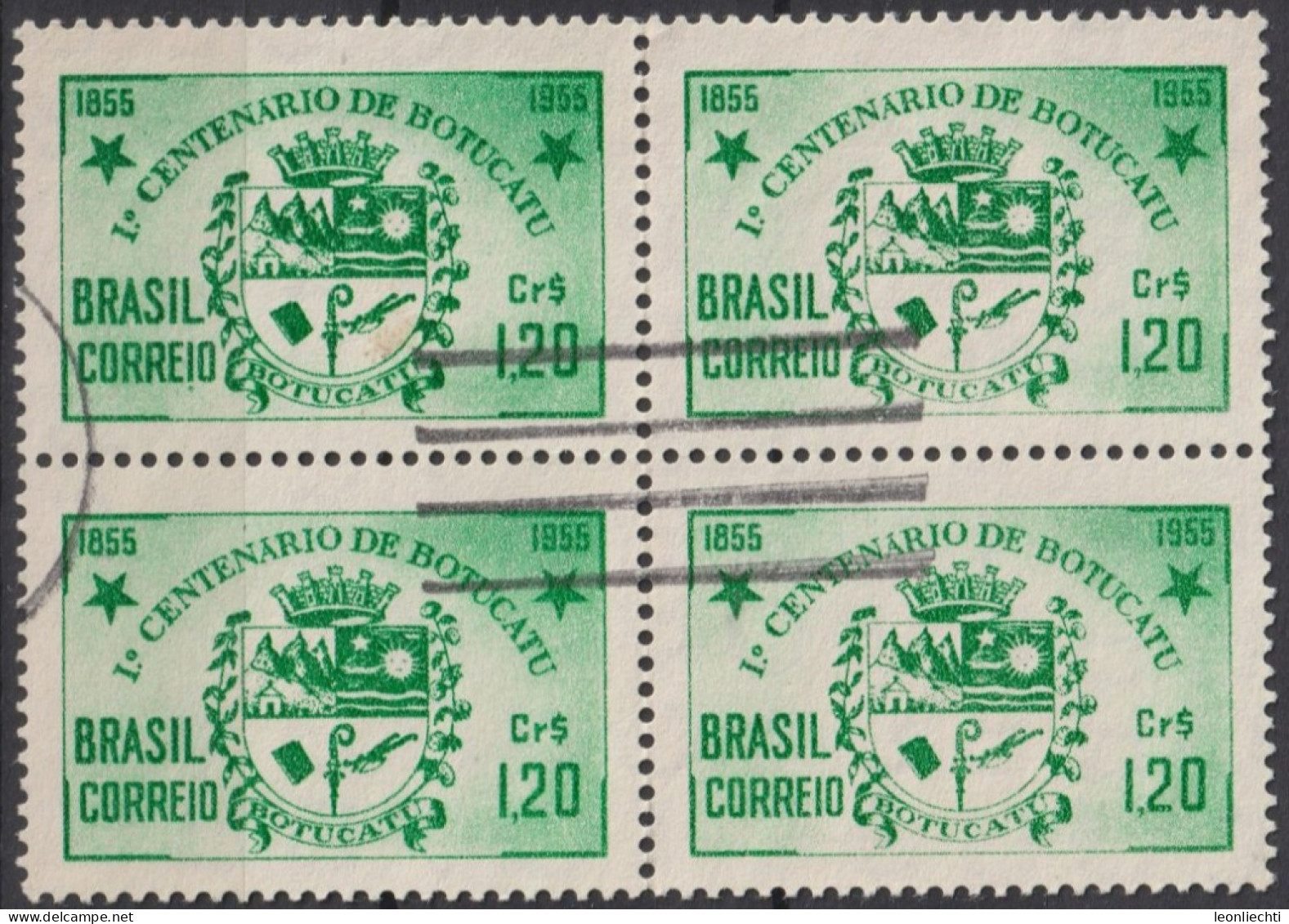 1955 Brasilien ° Mi:BR 878, Sn:BR 821, Yt:BR 604, Centenary Of The City Of Botucatu/SP. Coat Of Arms, Wappen - Gebraucht