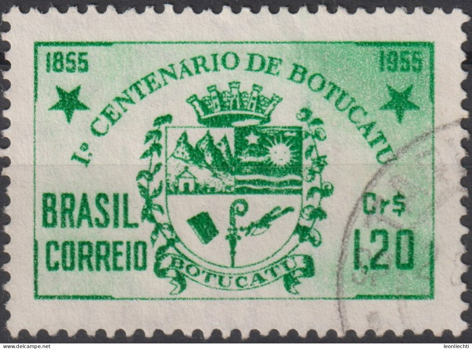 1955 Brasilien ° Mi:BR 878, Sn:BR 821, Yt:BR 604, Centenary Of The City Of Botucatu/SP. Coat Of Arms, Wappen - Used Stamps