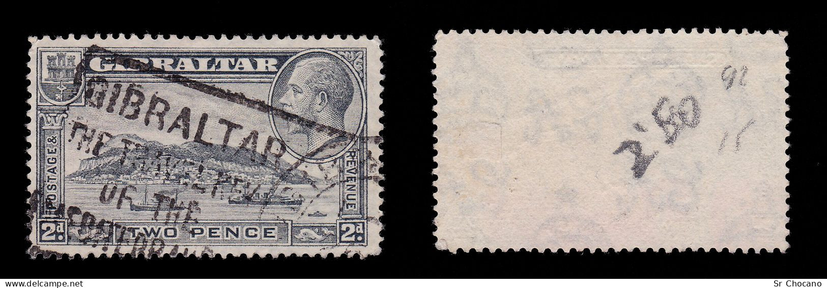 GIBRALTAR.1932.GV.2d. Pale Grey.SG 112.USED. - Gibraltar