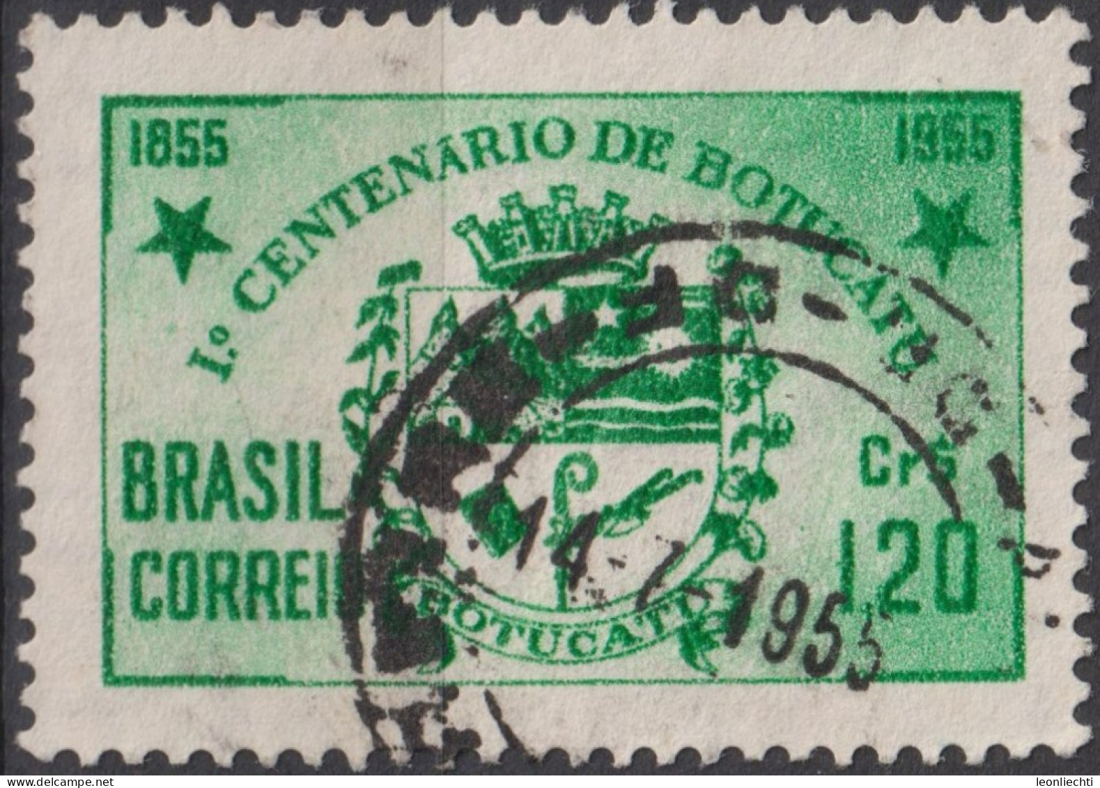 1955 Brasilien ° Mi:BR 878, Sn:BR 821, Yt:BR 604, Centenary Of The City Of Botucatu/SP. Coat Of Arms, Wappen - Oblitérés