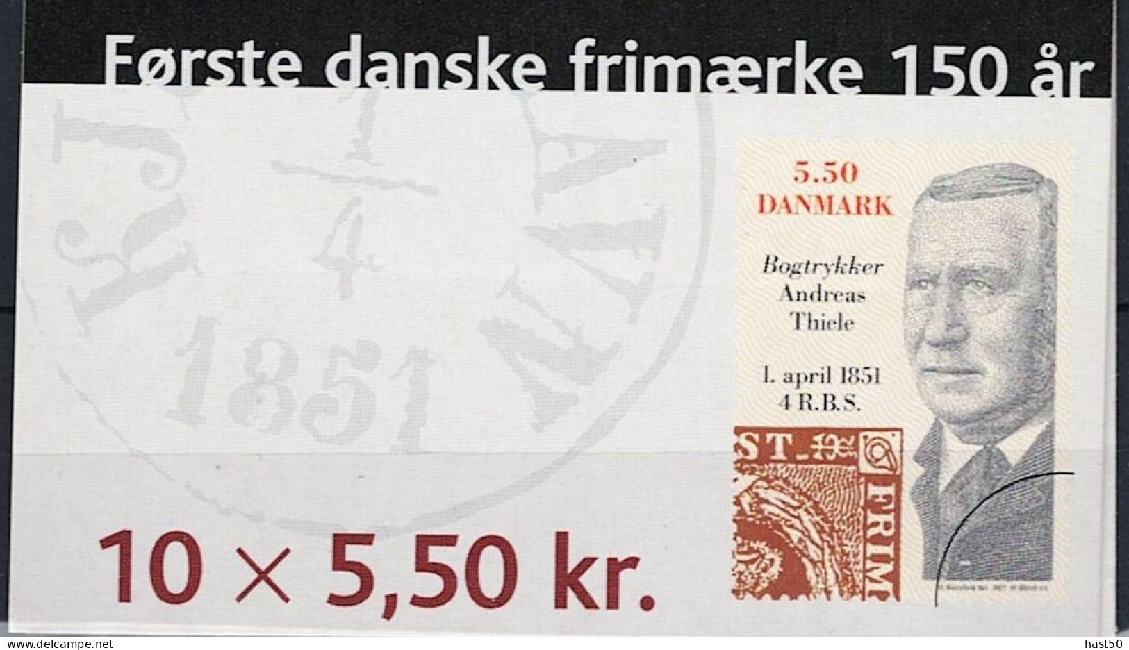 Dänemark Denmark Danemark - 150 Jahre Dänische Briefmarke  (MiNr: MH 10x 1274) 2001 - Gest Used Obl  Ersttagsstempel - Markenheftchen