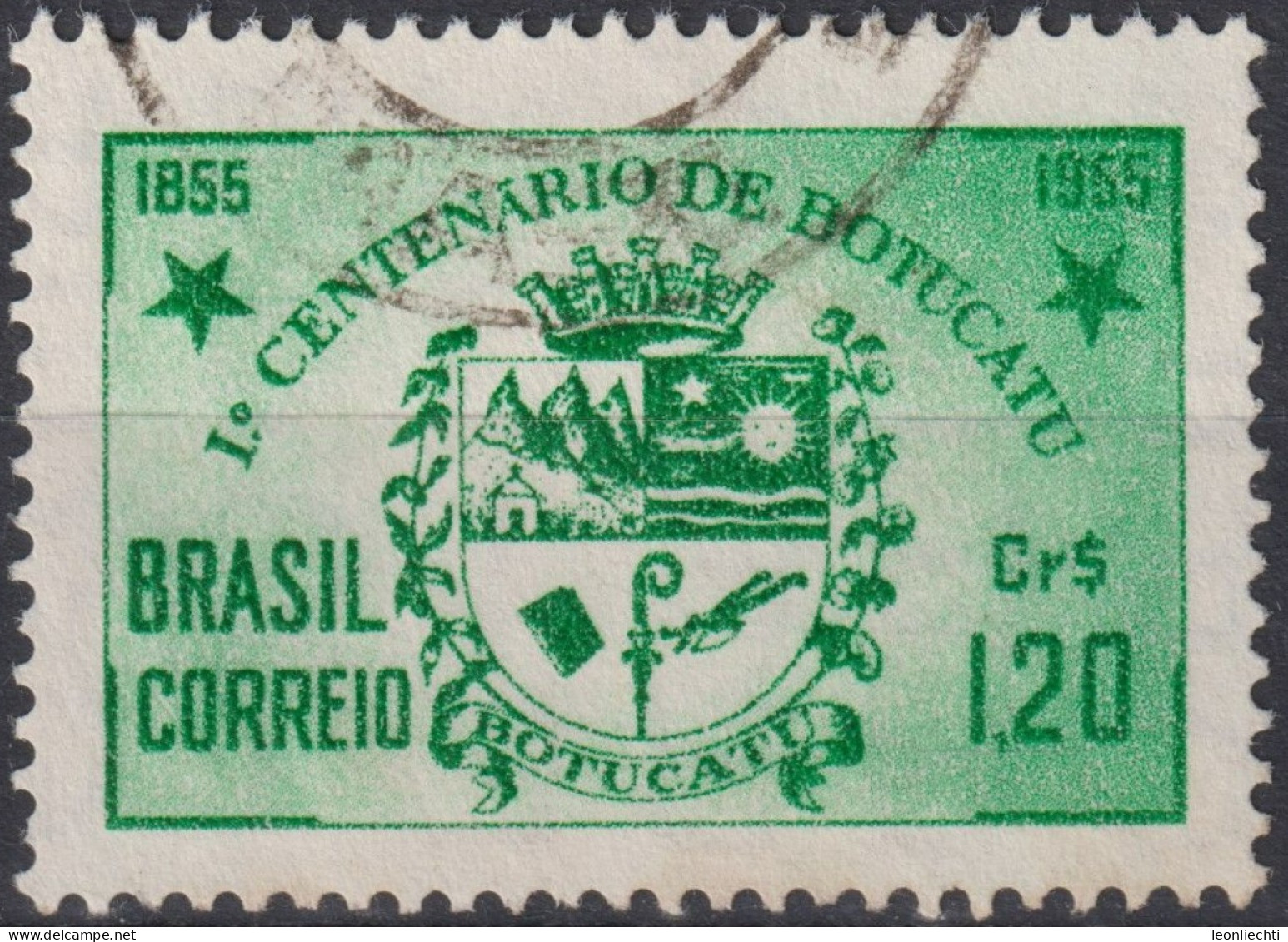 1955 Brasilien ° Mi:BR 878, Sn:BR 821, Yt:BR 604, Centenary Of The City Of Botucatu/SP. Coat Of Arms, Wappen - Gebraucht