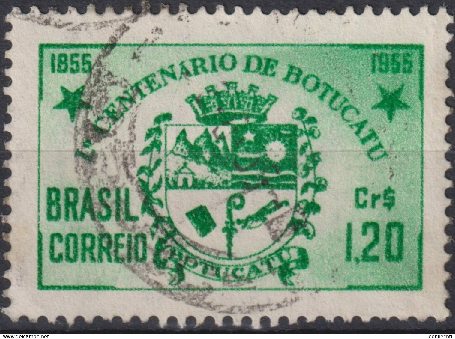 1955 Brasilien ° Mi:BR 878, Sn:BR 821, Yt:BR 604, Centenary Of The City Of Botucatu/SP. Coat Of Arms, Wappen - Francobolli