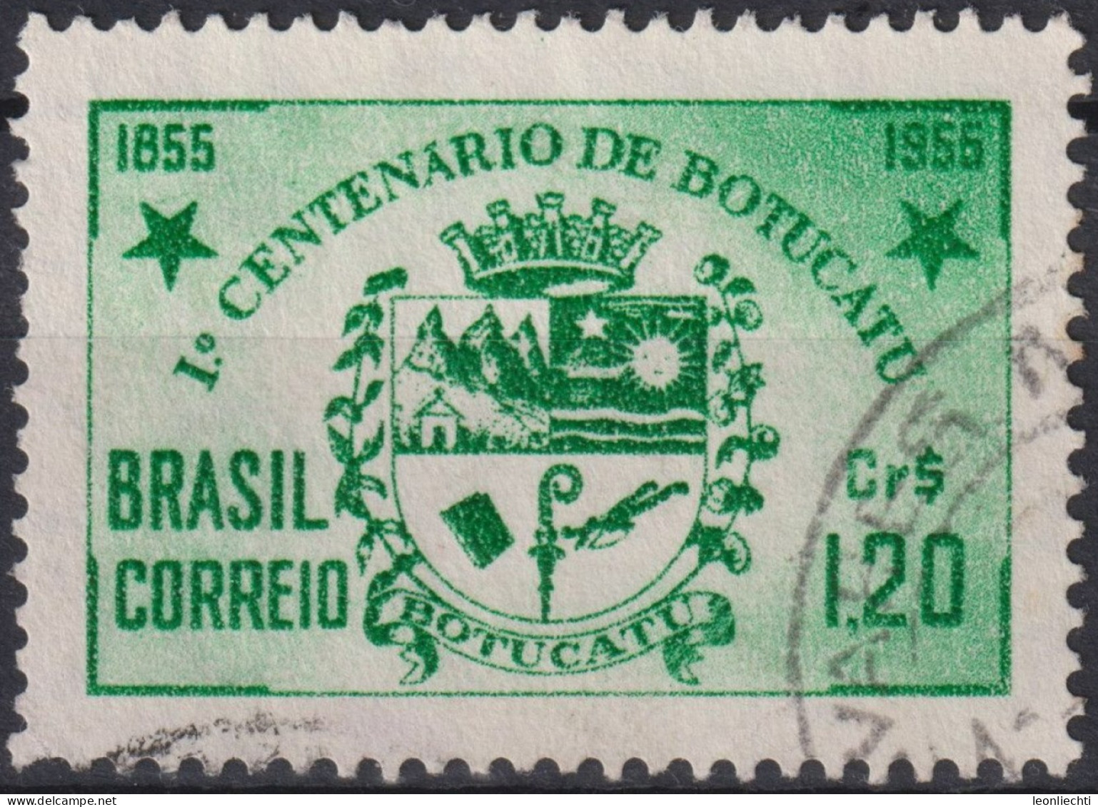 1955 Brasilien ° Mi:BR 878, Sn:BR 821, Yt:BR 604, Centenary Of The City Of Botucatu/SP. Coat Of Arms, Wappen - Sellos