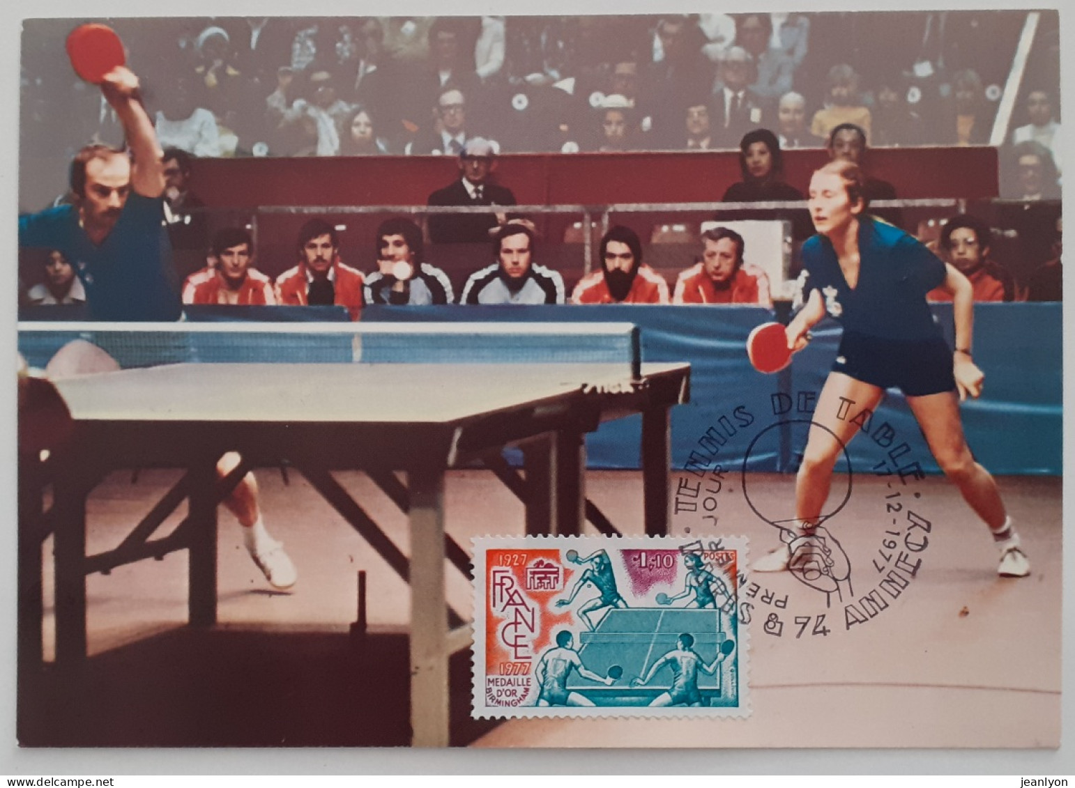 TENNIS DE TABLE - Jacques SECRETIN Et Claude BERGERET Champions Monde Double Mixte - Carte Philatélique Cachet Annecy - Tennis Tavolo