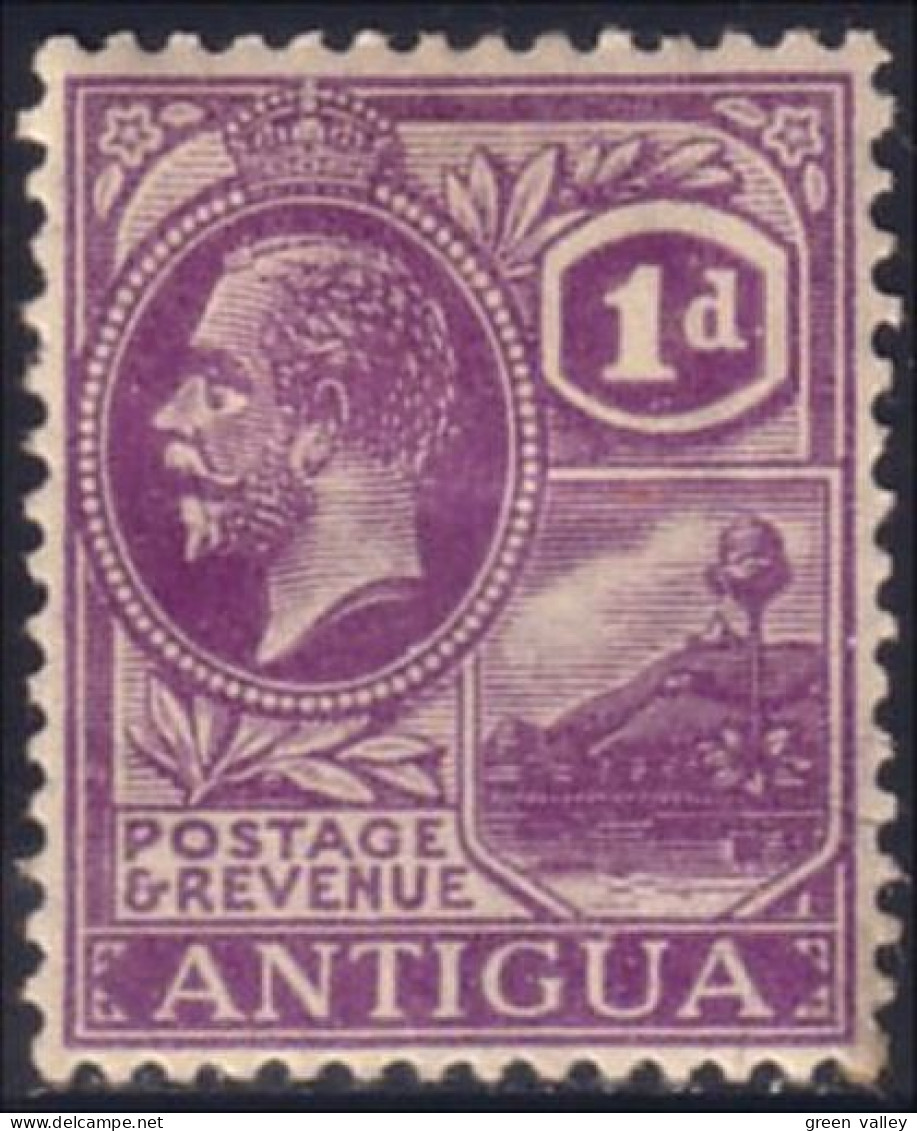 142 Antigua 1p Violet Harbor Port VLH * Neuf Tres Legere (ANT-61) - 1858-1960 Colonie Britannique