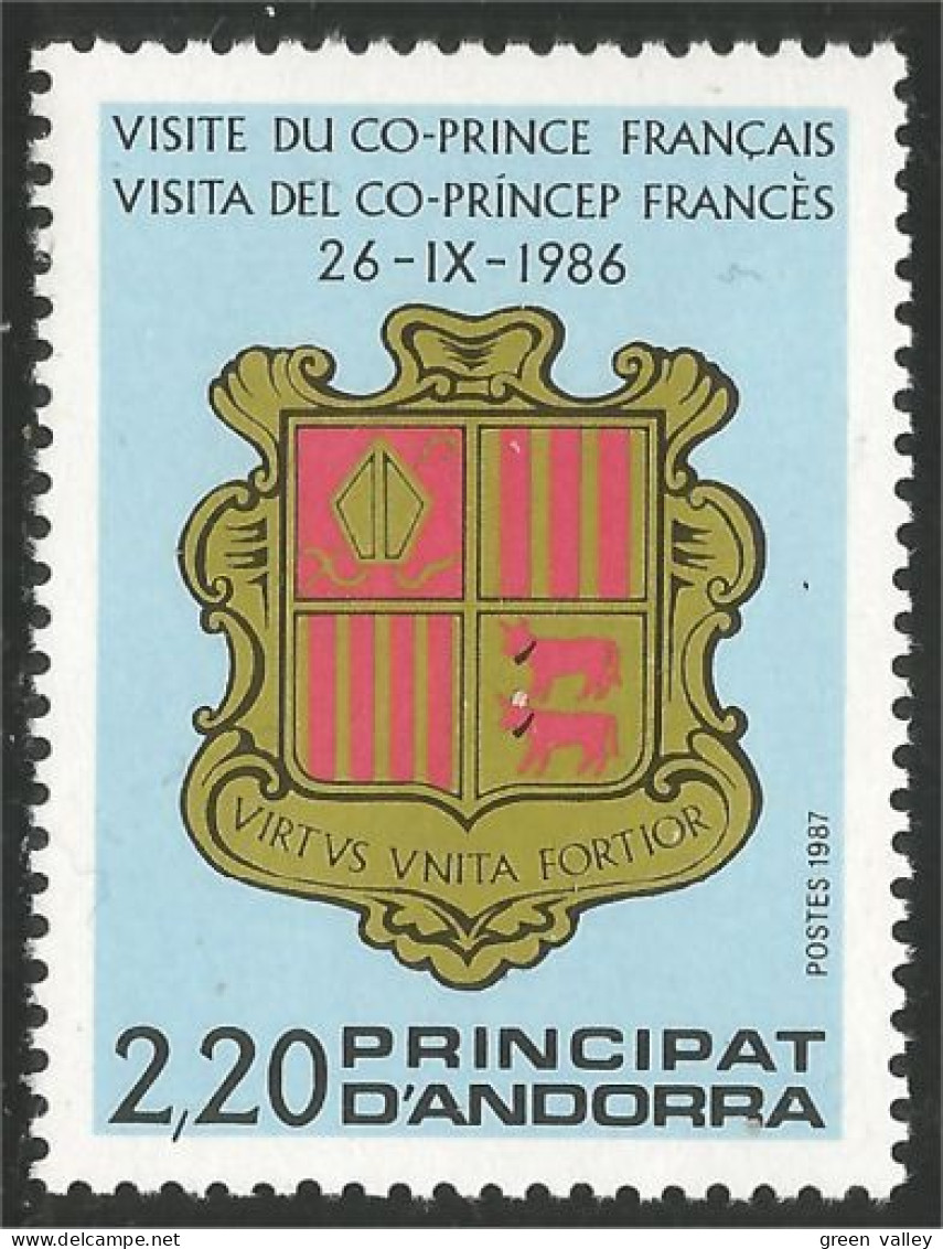 140 Andorre Yv 355 Visite Co-Prince Armoiries Coat Arms MNH ** Neuf SC (ANF-206b) - Francobolli