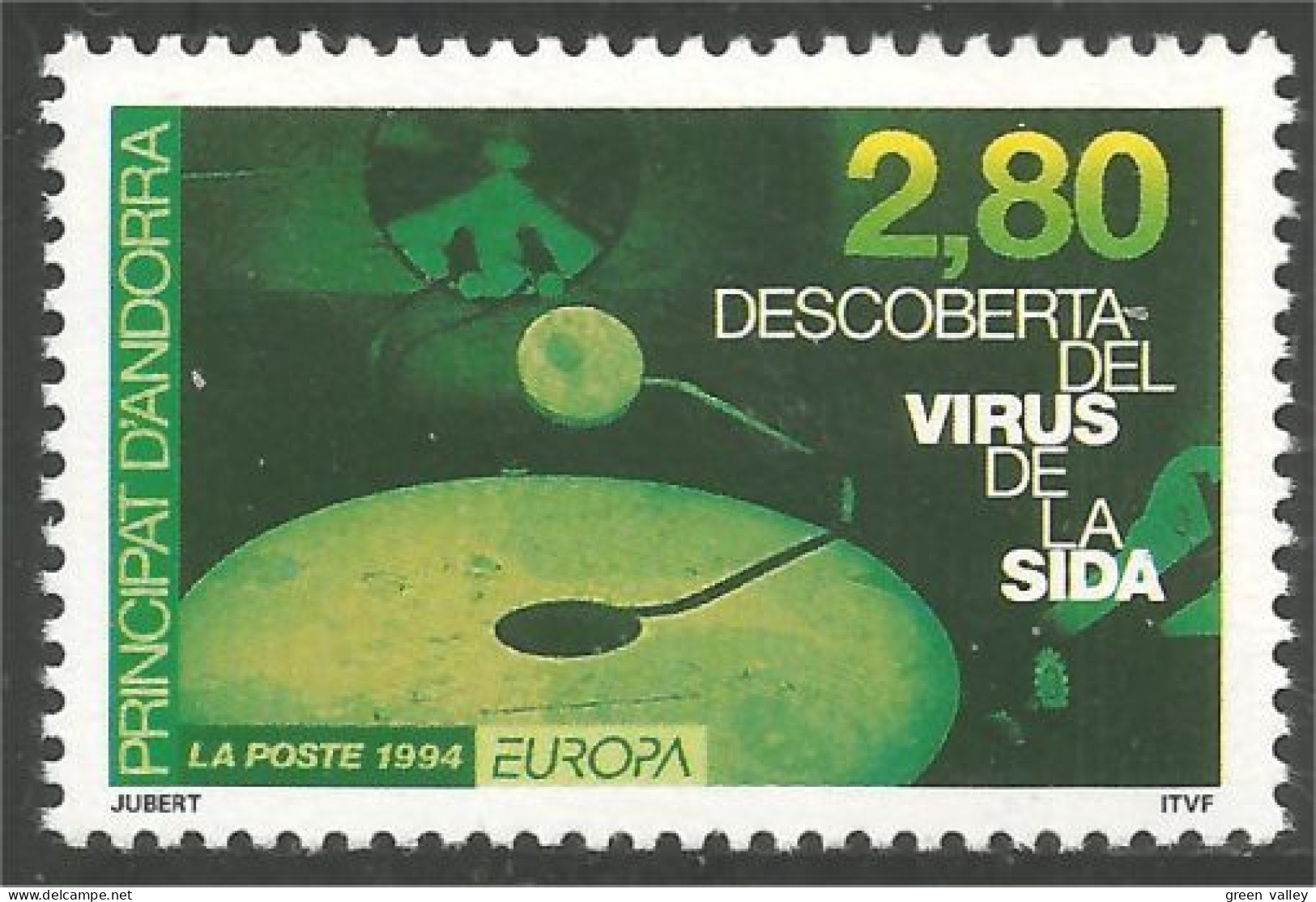 140 Andorre Yv 444 AIDS Virus SIDA MNH ** Neuf SC (ANF-179b) - Médecine