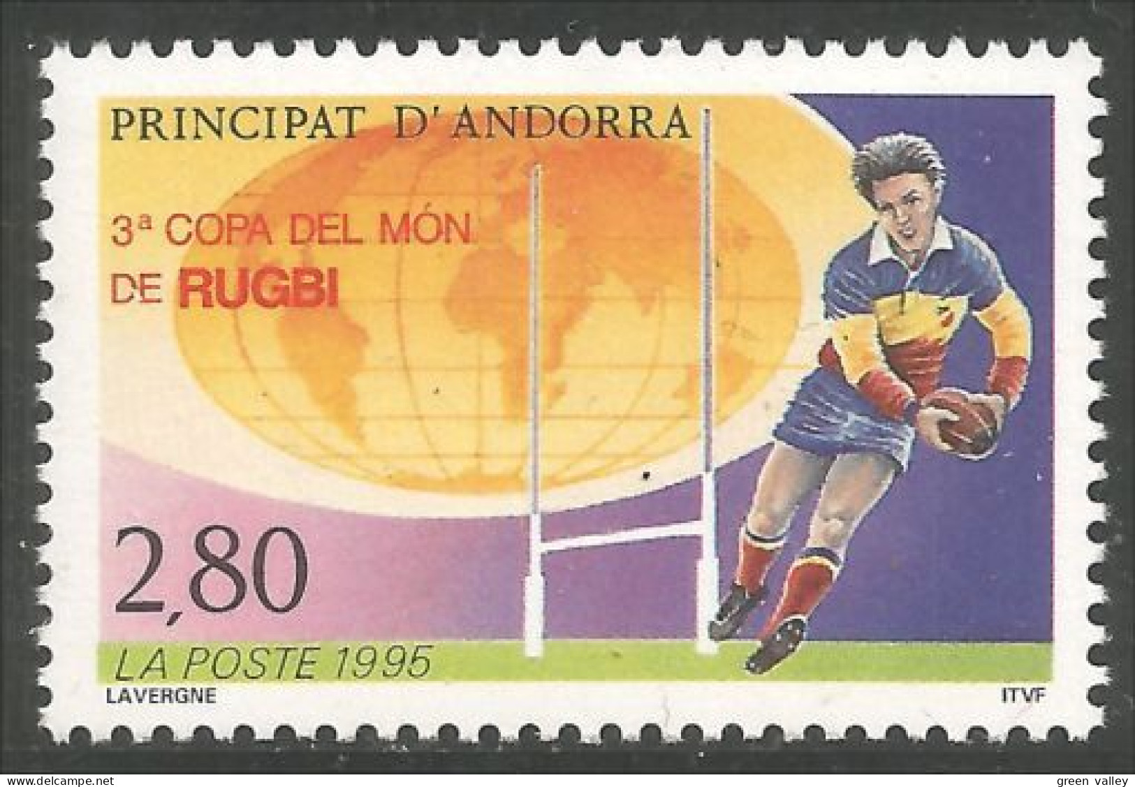 140 Andorre Yv 455 Coupe Monde Rugby MNH ** Neuf SC (ANF-181b) - Rugby