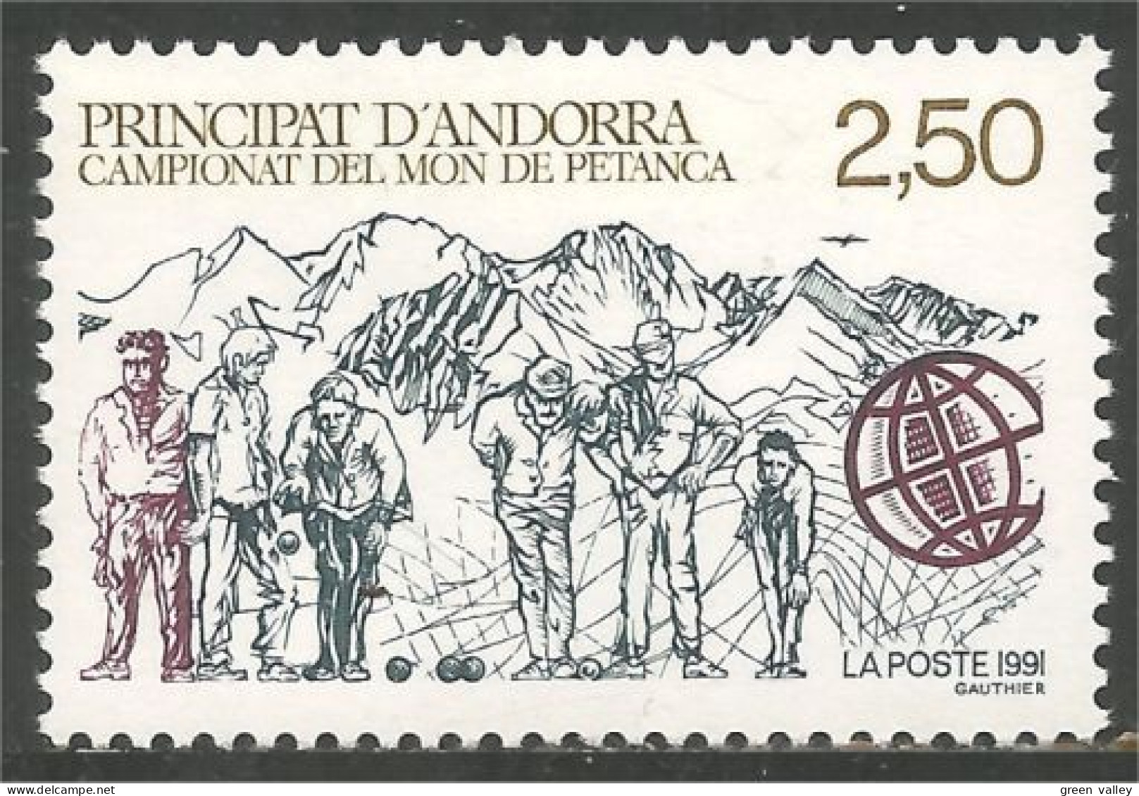 140 Andorre Yv 407 Championnat Mondial Pétanque Boules Bolos Boliche MNH ** Neuf SC (ANF-174b) - Petanca