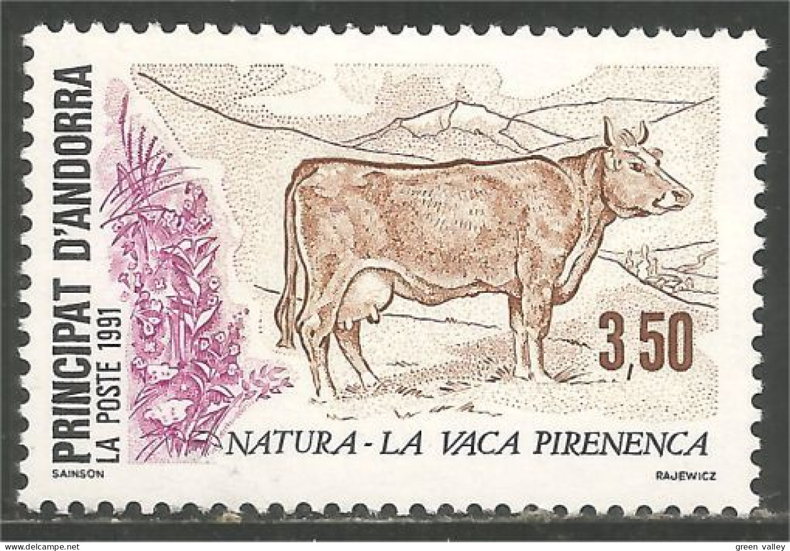 140 Andorre Yv 406 Vache Cow Kuh Koe Mucca Vaca MNH ** Neuf SC (ANF-172c) - Kühe