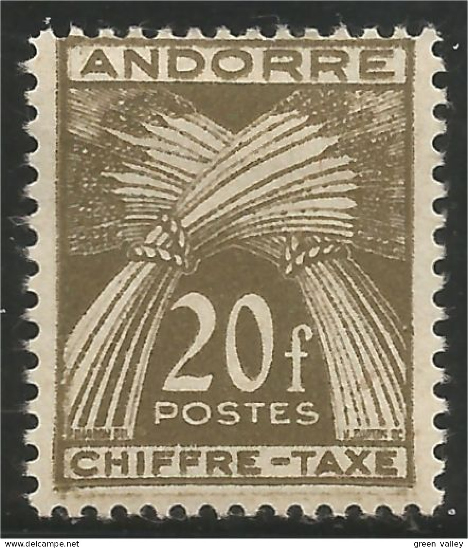 140 Andorre Taxe Yv 31 CHIFFRE-TAXE 20f MH * Neuf (ANF-154) - Ungebraucht