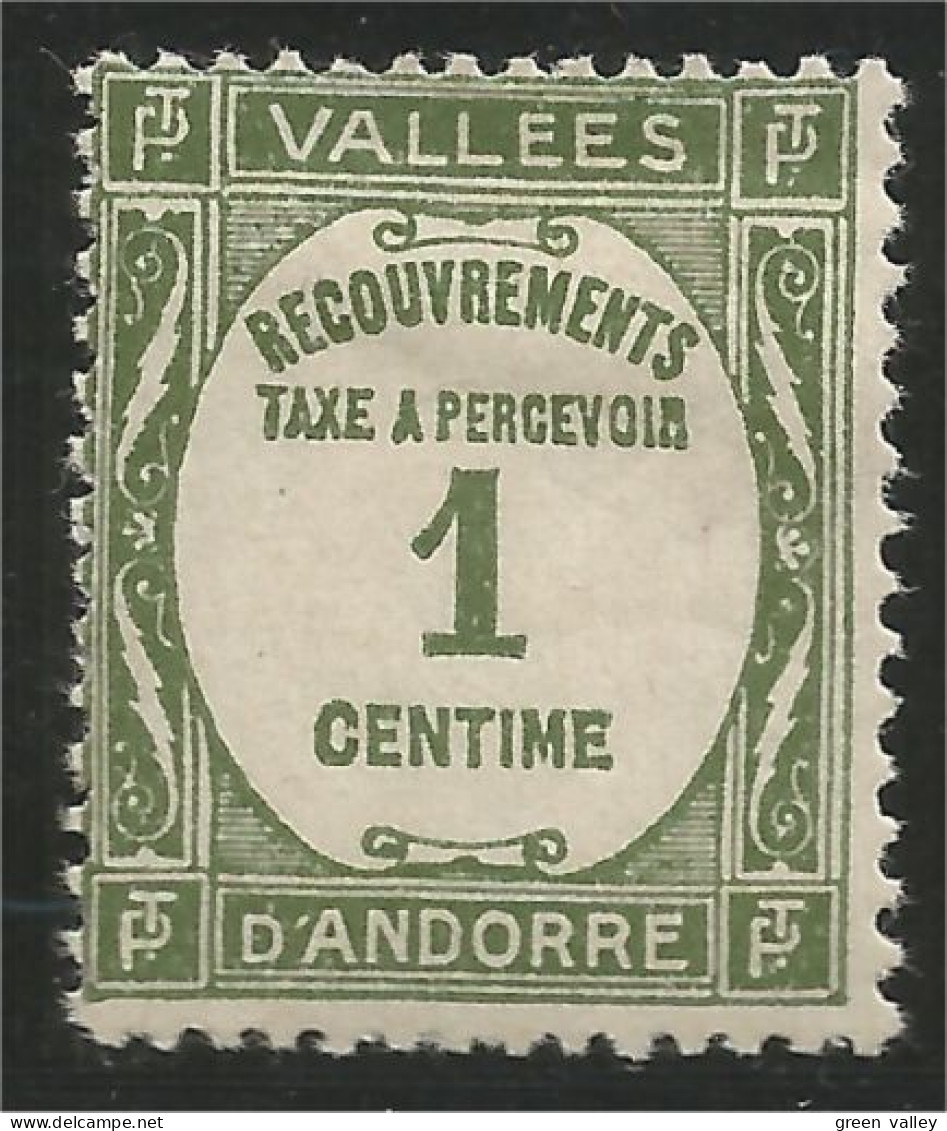 140 Andorre Taxe Yv 9 Recouvrements 1c MH * Neuf (ANF-146) - Neufs