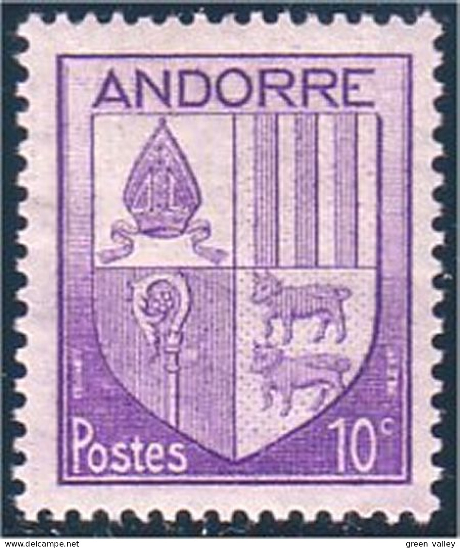 140 Andorre 10c Armoiries Coat Of Arms MH * Neuf (ANF-78) - Sellos