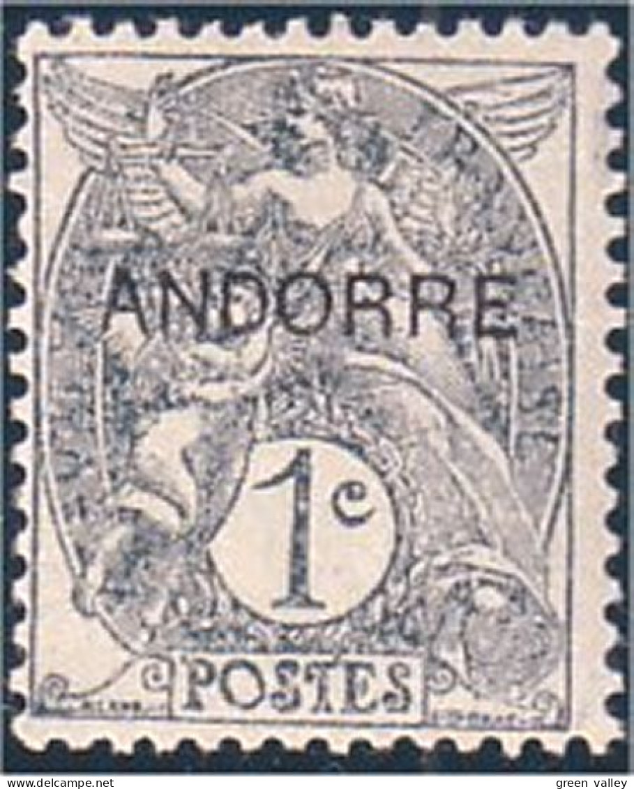 140 Andorre 1c Gris MH * Neuf (ANF-68) - Nuevos