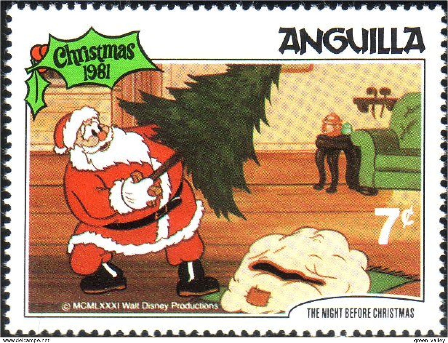 134 Disney Anguilla Santa Claus Père Noel Sapin Pine Tree MNH ** Neuf SC (ANG-46c) - Árboles