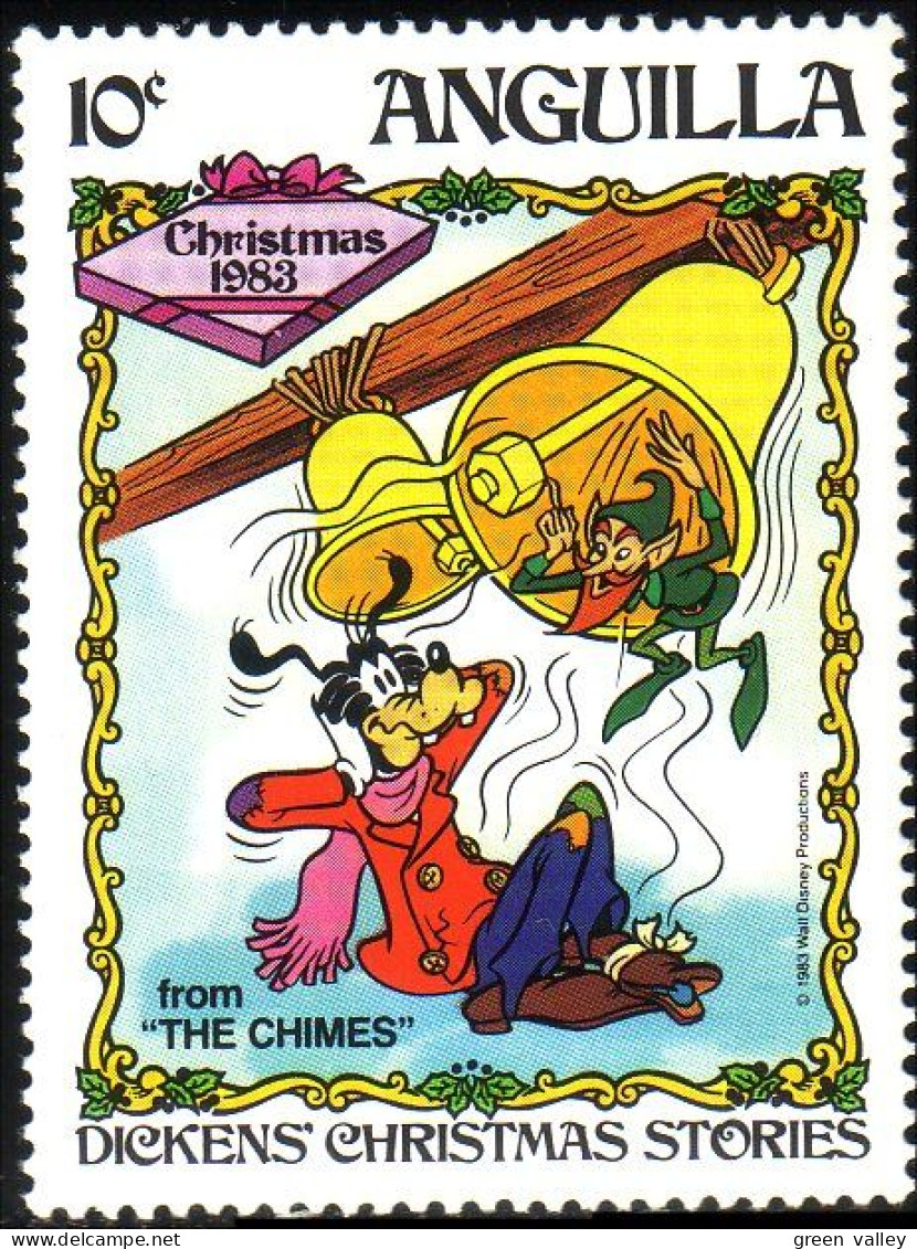 134 Anguilla Disney Goofy Dingo Cloches Bells Chimes MNH ** Neuf SC (ANG-40d) - Horlogerie