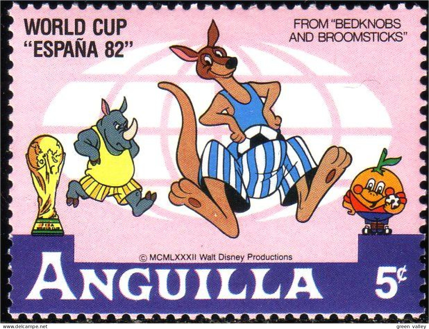 134 Anguilla Disney Soccer Football Kangaroo Rhinoceros MNH ** Neuf SC (ANG-29d) - Rhinocéros