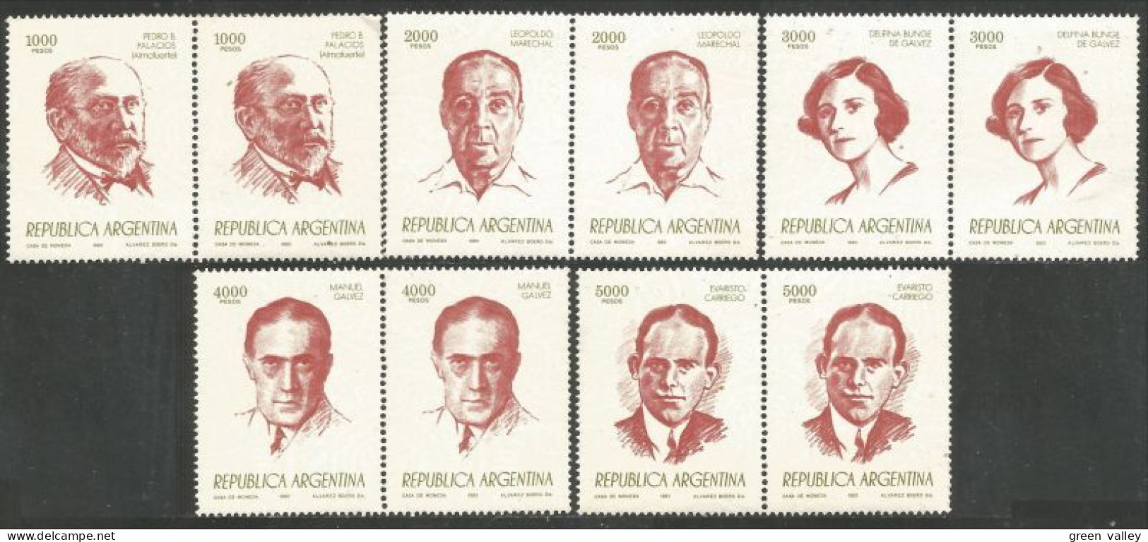 144 Argentina Ecrivains Writers En Paires MNH ** Neuf SC (ARG-277b) - Nuovi