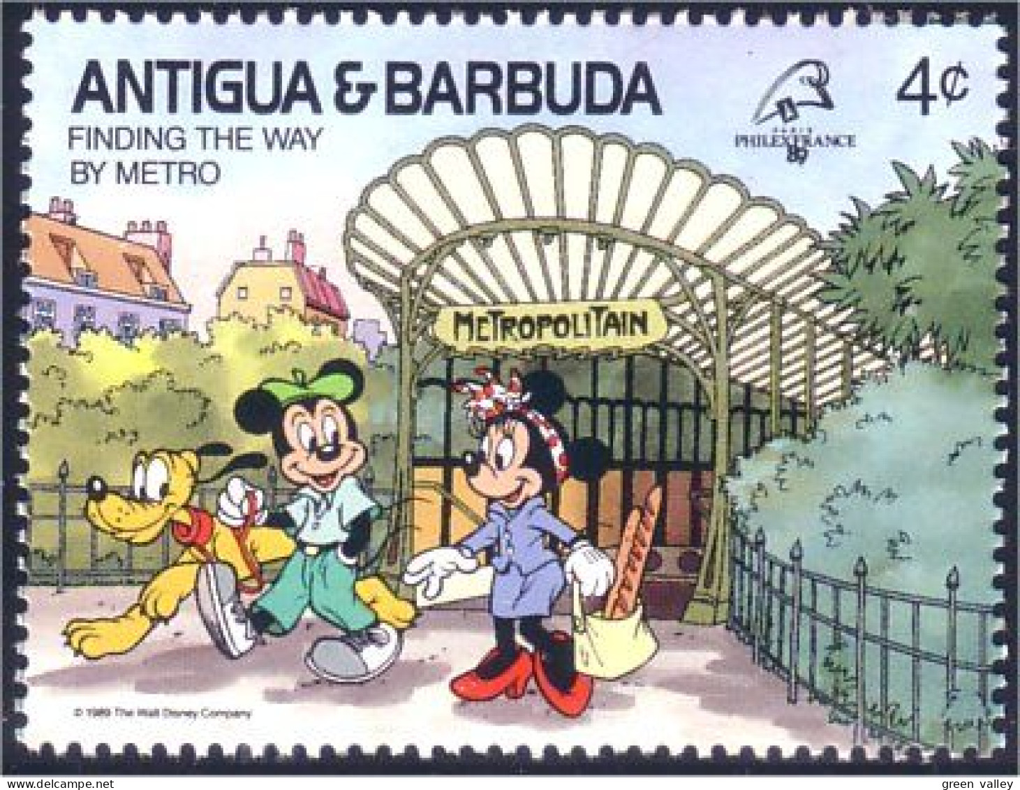 143 Barbuda Antigua Pluto Metro Paris Mickey Minnie MNH ** Neuf SC (ABB-16b) - Strassenbahnen