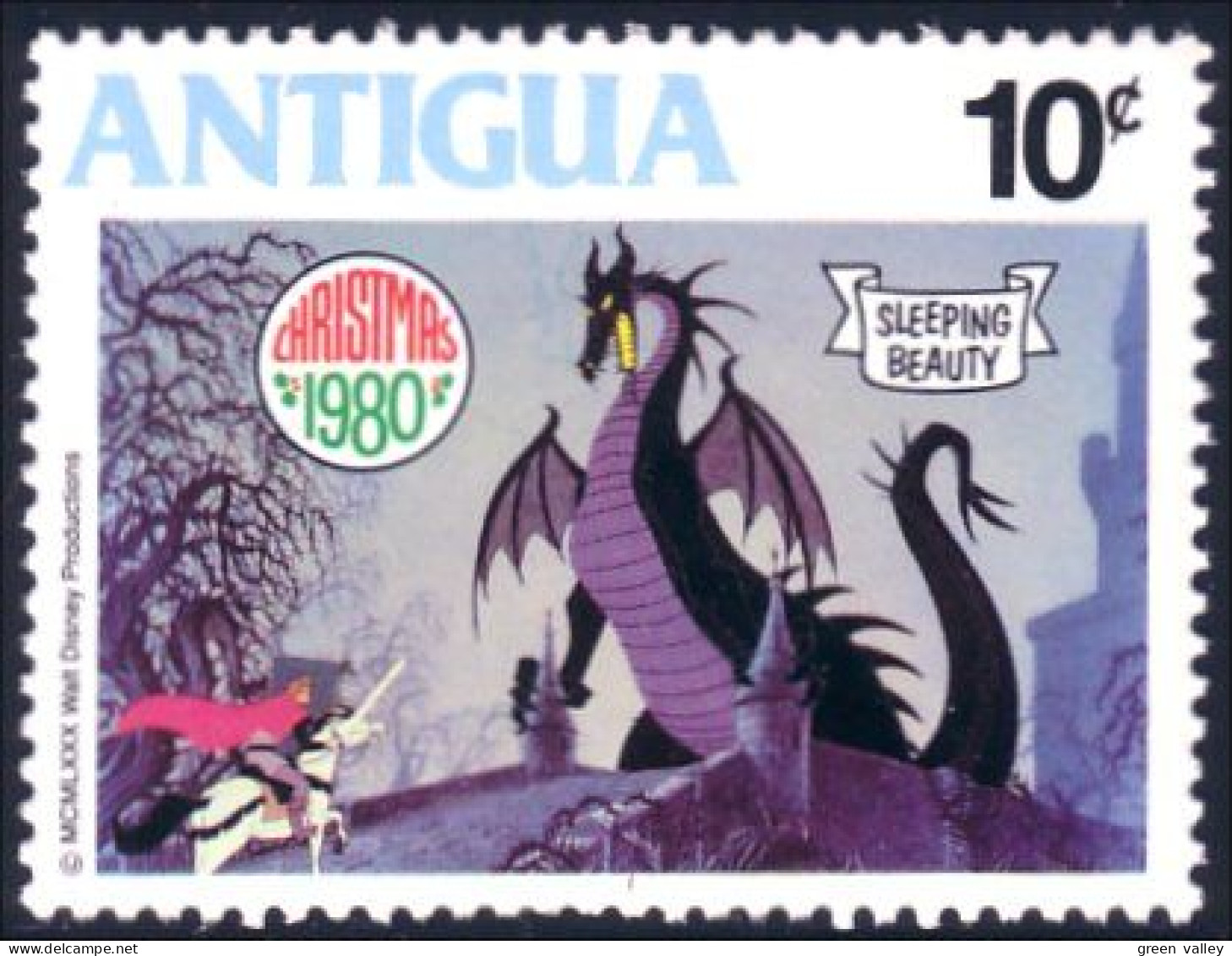 142 Antigua Sleeping Beauty Belle Bois Dormant Prince Charmant Dragon MNH ** Neuf SC (ANT-96b) - Fairy Tales, Popular Stories & Legends