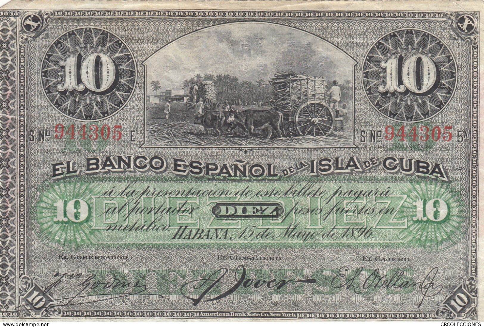 CRBX203 BILLETE CUBA 10 PESOS 1896 MBC - Other - America